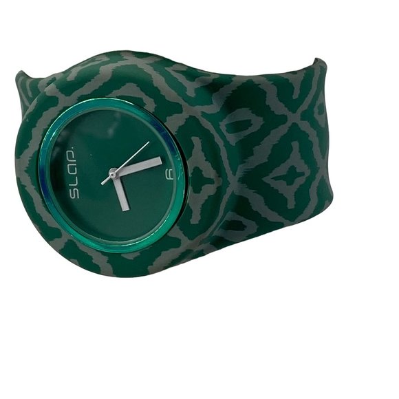 Watch Slap Band Green with White Hour Minute Second Hands Quartz Movement - Picture 2 of 14